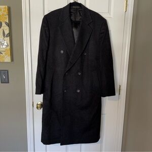 GGG Clothes Men's Black Wool Cashmere Trench Coat Professional Size 42R Corpcore